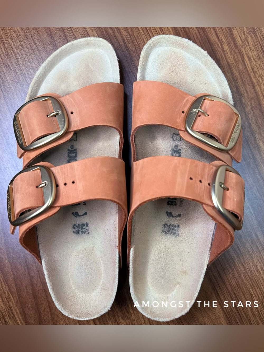Birkenstock Arizona Big Buckle Brandy Nubuck Leather Double Strap Sandals